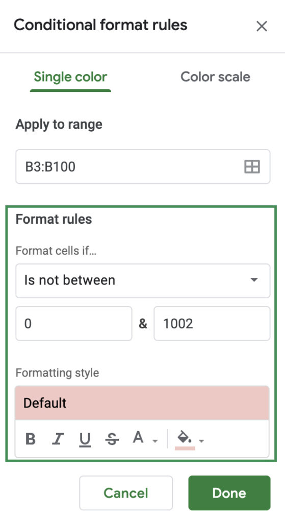 Number Based Rules Conditional Formatting Google Sheets